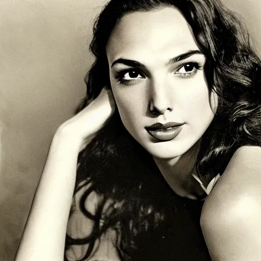 Image similar to photo of the beauty gal gadot, photo taken by edward steichen