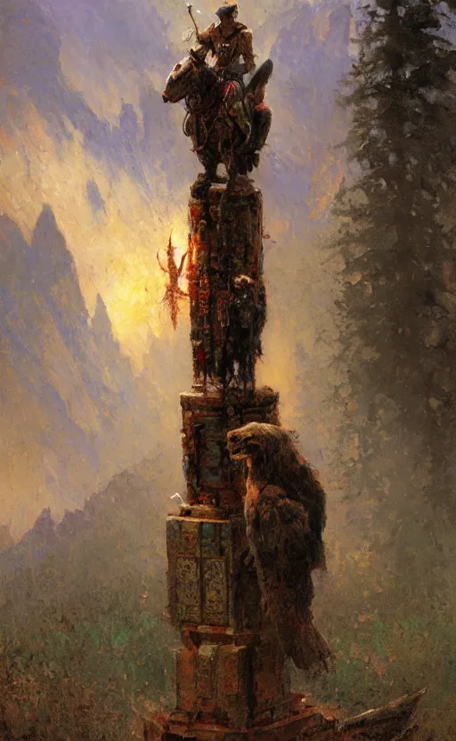 Prompt: Herobrine Totem,painting by Gaston Bussiere, Craig Mullins