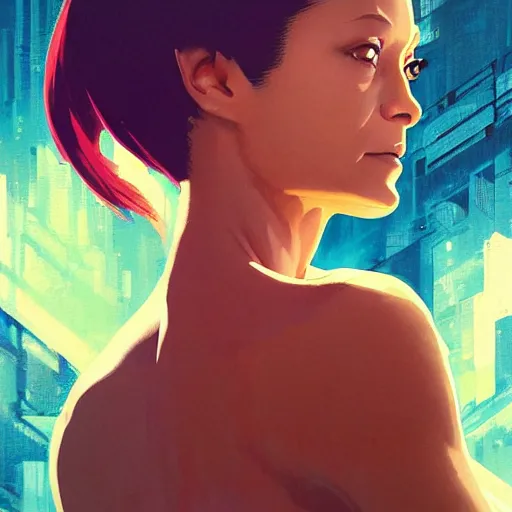 Image similar to thandie newton portrait as manga girl, realistic shaded perfect face, fine details. anime. realistic shaded lighting poster by ilya kuvshinov katsuhiro otomo ghost - in - the - shell, magali villeneuve, artgerm, jeremy lipkin and michael garmash and rob rey