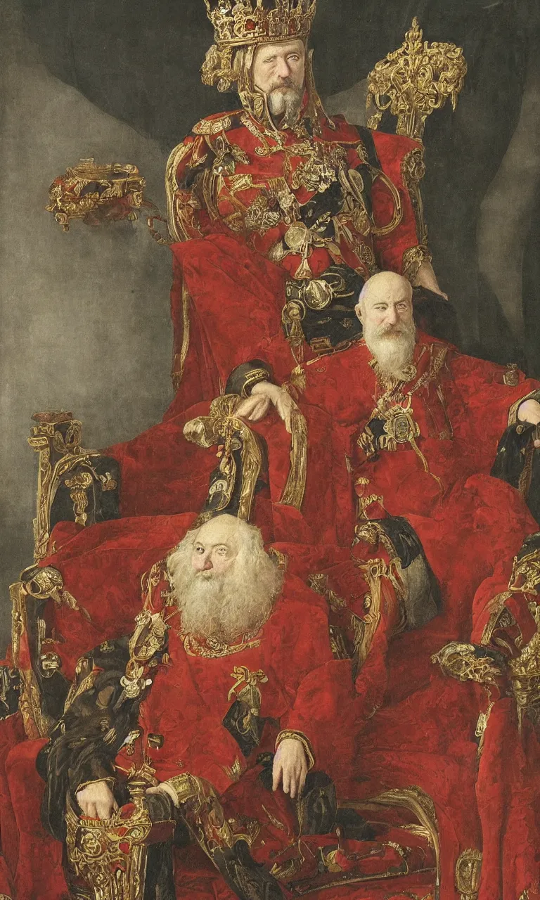 Image similar to portrait of the last emperor of Jupiter in his throne room