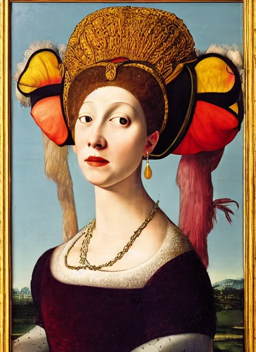 Prompt: portrait of young woman in renaissance dress and renaissance headdress, art by giovanni gastel