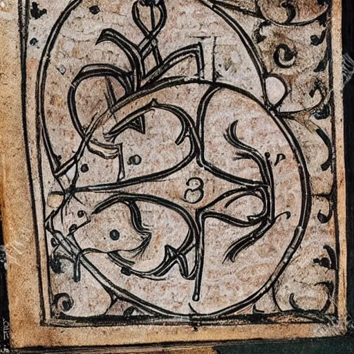 Image similar to medieval old book drawing ornaments