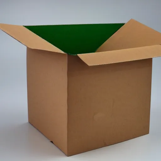 Prompt: a cardboard box green