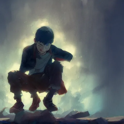 Prompt: a young teenager boy crying because he is in love, cinematic lighting, dramatic atmosphere, by dustin nguyen, akihiko yoshida, greg tocchini, greg rutkowski, cliff chiang, 4 k resolution, trending on artstation