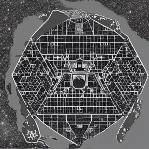 Prompt: pentagon mars colony
