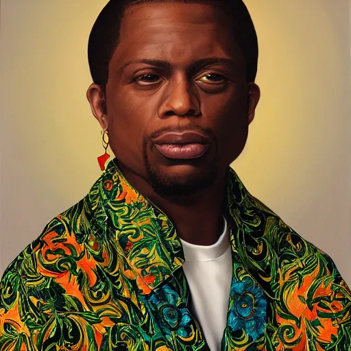 Prompt: Painting of Daniel Kirshenbaum by Kehinde Wiley