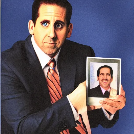 Image similar to michael scott on polaroid