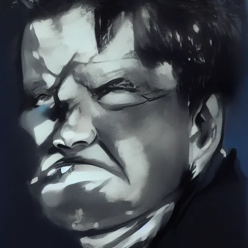 Image similar to a portrait by yoji shinkawa of jfk