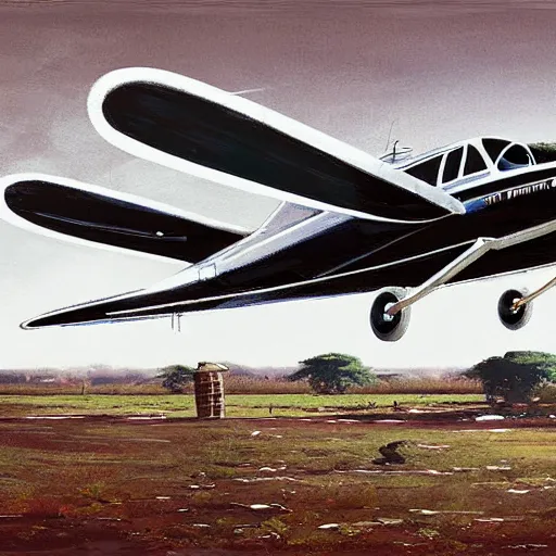 Image similar to a Lockheed Electra parked on the runway of a African airport, beautiful digital art, cinematic composition, detailed, concept art, Matt painting, oil painting, high res, norman rockwell artwork style,