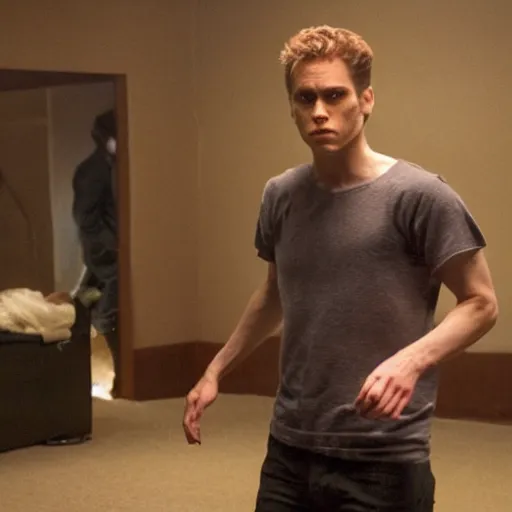 Image similar to Live Action Still of Jerma in Fight Club, real life, hyperrealistic, ultra realistic, realistic, highly detailed, epic, HD quality, 8k resolution, body and headshot, film still