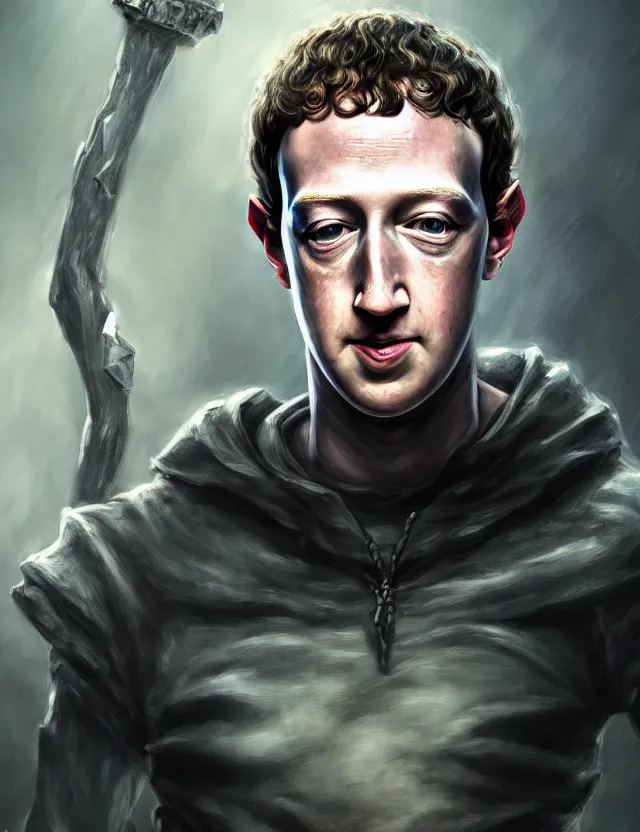 Image similar to a detailed fantasy artwork of mark zuckerberg the dark lord, trending on artstation, digital art, 4 k resolution, detailed, high quality, sharp focus, hq artwork, coherent, insane detail, character portrait