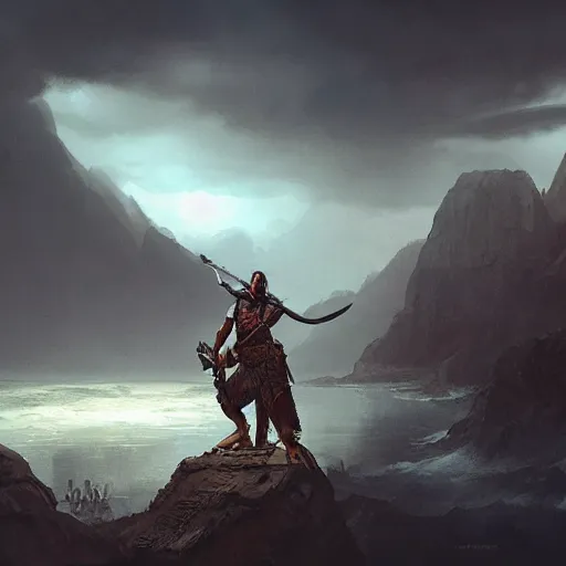 Prompt: A mexican warrior floating in the costos, matte painting, dynamic lighting, trending on artstation, greg rutkowski style