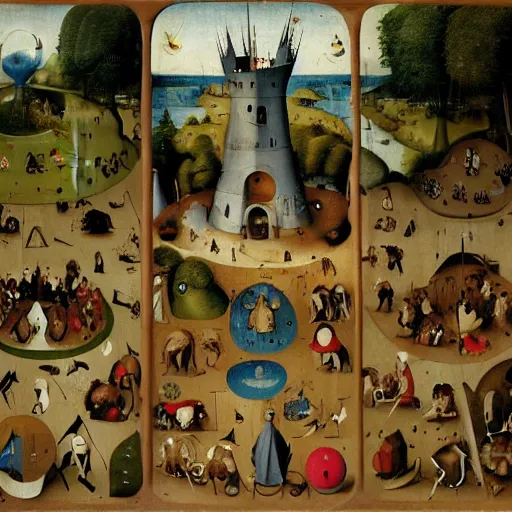 Prompt: isometric game, by hieronymous bosch