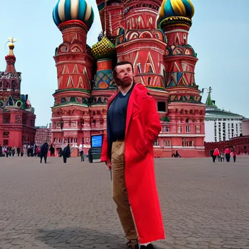 Prompt: photo giant mango standing on red square