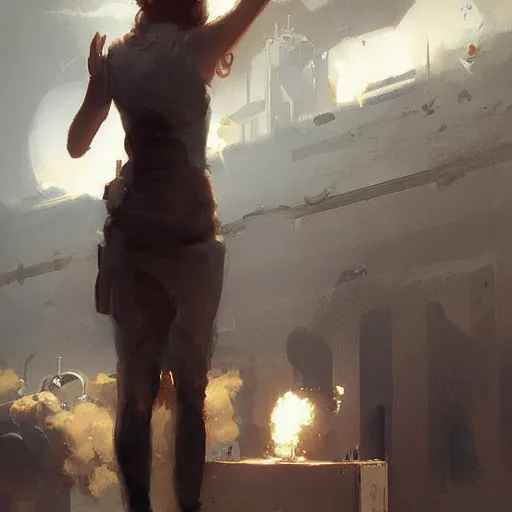 Image similar to learning to love the bomb, by greg rutkowski