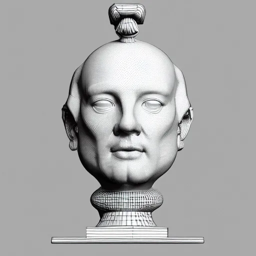 Image similar to a 3 d model of a white marble human head in a renaissance style holding a coctail, digital illustration, 3 d render, above the waist