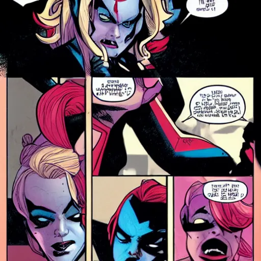 Prompt: in the style of rafael albuquerque comic art, harley quinn and her maniacal plans.