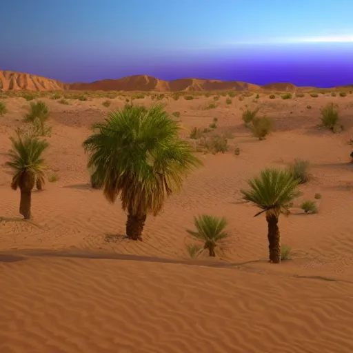 Image similar to oasis made or purple light in desert