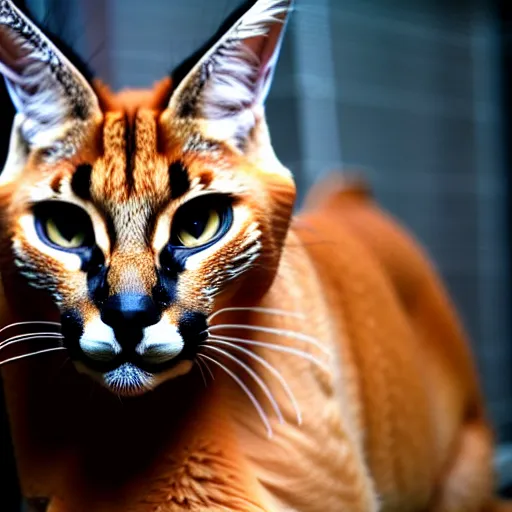 Image similar to caracal cat dressed up in a business suit american psycho, high definition, beautiful photography, 8 k.