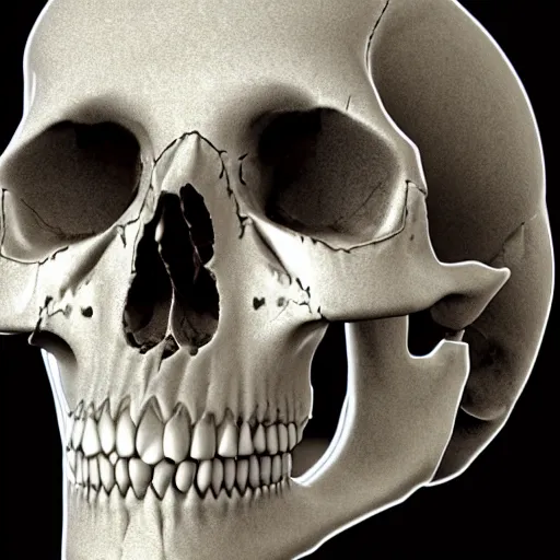 Image similar to real human skull with circluar digital eyes