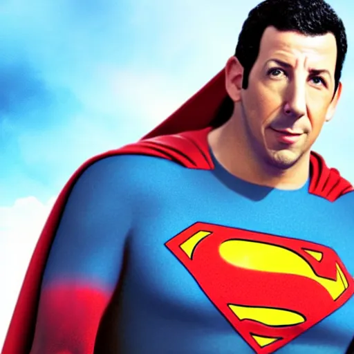 Prompt: photorealistic Adam Sandler as superman