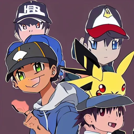 Prompt: lil nas x as a pokemon trainer, anime