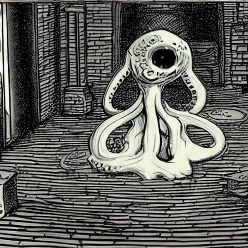 Prompt: large cthulu on security footage