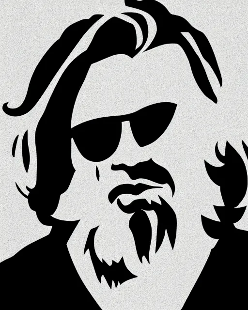 Prompt: Malika Favre minimalist illustration of Jeff Bridges in The Big Lebowski