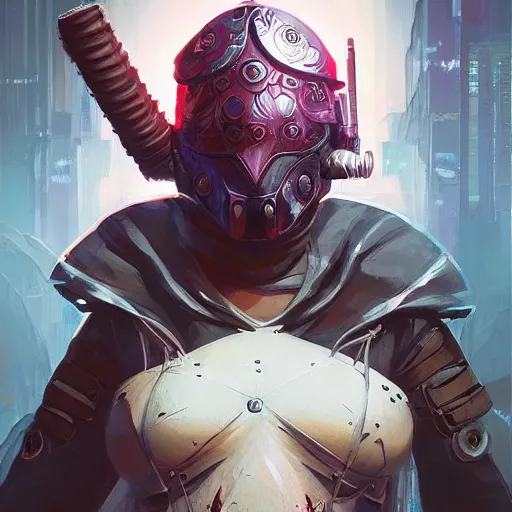 Image similar to cyberpunk viking helmet mask warrior goddess robot ninja fantasy, art gta 5 cover, official fanart behance hd artstation by jesper ejsing, by rhads, makoto shinkai and lois van baarle, ilya kuvshinov, ossdraws