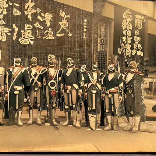 Prompt: jules caesar with his legion in tokyo, photo, intricate detail, high resolution