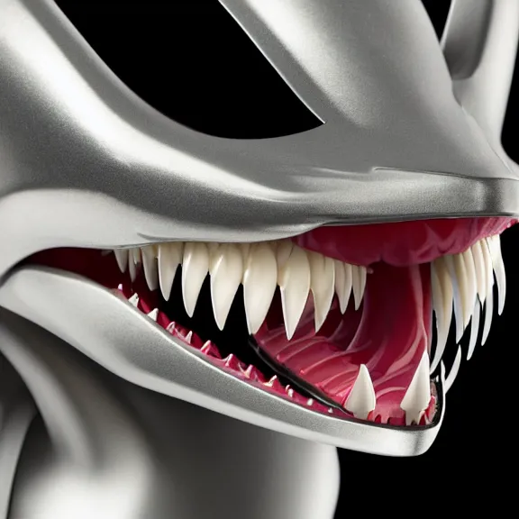 Image similar to close up mawshot of a cute elegant beautiful stunning hot anthropomorphic female robot dragon, with sleek silver metal armor, glowing OLED visor, facing the camera, the open maw being highly detailed living and sharp, with a gullet at the end, you looking into the maw, food pov, micro pov, vore art, digital art, pov furry art, anthro art, furry, warframe art, high quality, 3D realistic, dragon mawshot, maw art, macro art, micro art, dragon art, Furaffinity, Deviantart, Eka's Portal, G6