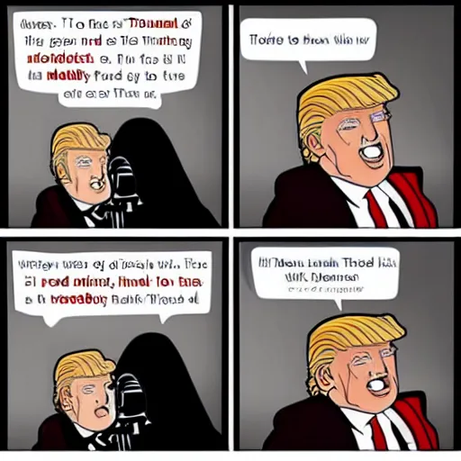Prompt: donald trump telling the story of darth plagueis the wise