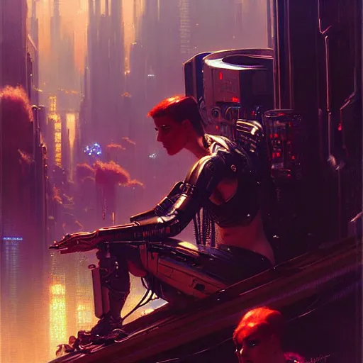 Image similar to cyberpunk synth - wave. highly detailed painting by gaston bussiere, craig mullins, j. c. leyendecker 8 k