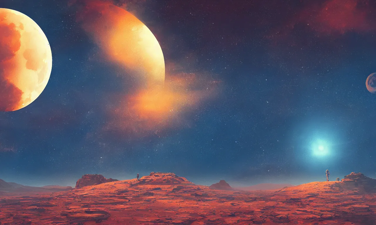 Image similar to mars and moon ground by alena aenami artworks in 4 k