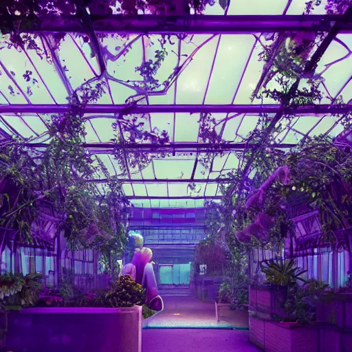 Prompt: rose garden in green house in the middle of a cyberpunk city at night by beeple, neon lights, very detailed, flying cars, blade runner 2 0 4 9