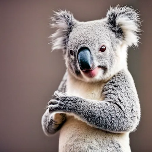 Image similar to A koala wearing a suit.