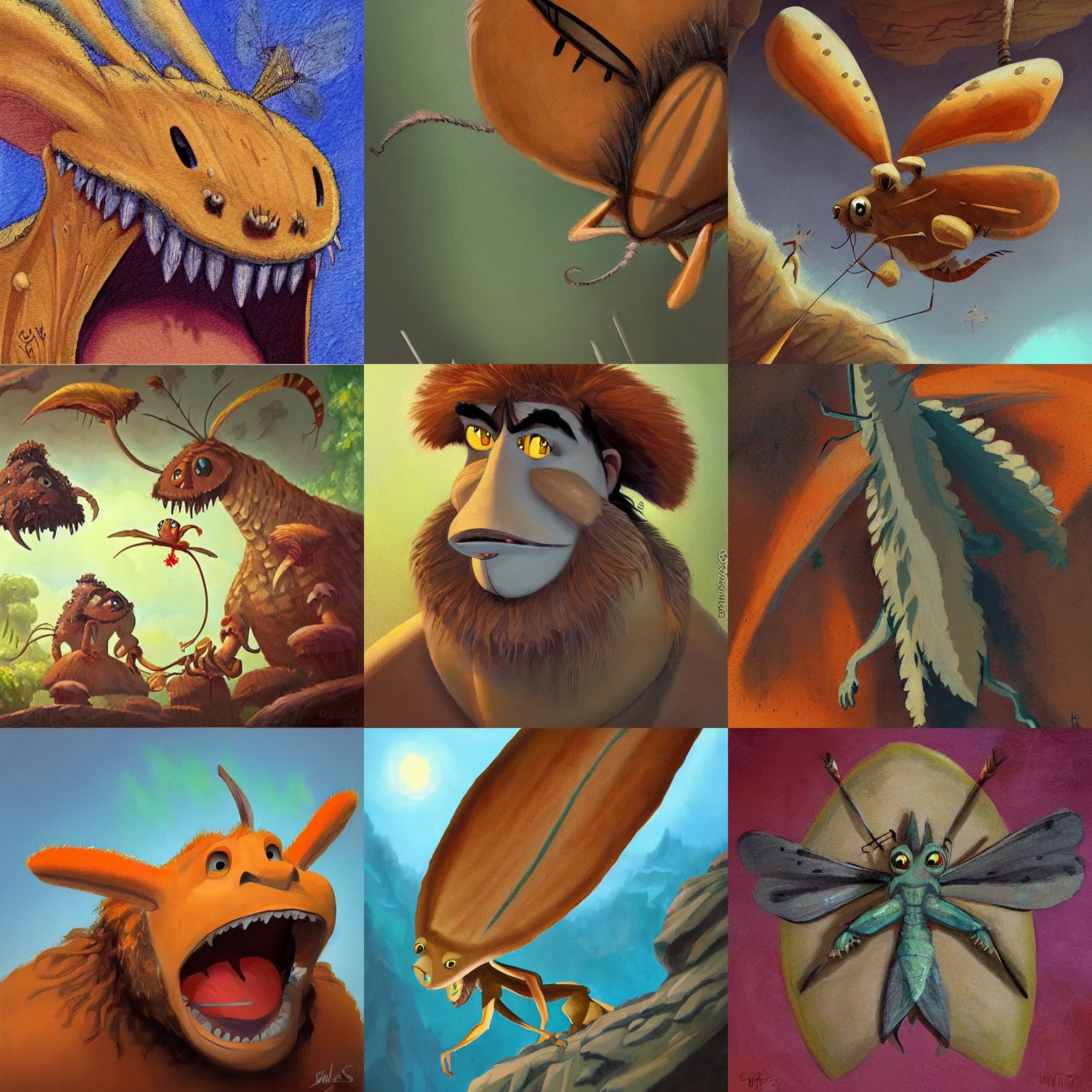 Prompt: painting by cory loftis prehistoric caveman moth