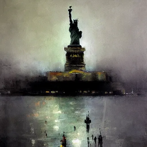 Image similar to statue of liberty painting by jeremy mann
