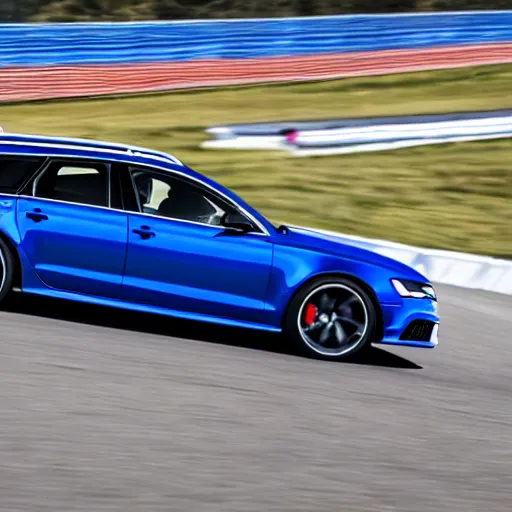 Prompt: a 2 0 1 5 audi rs 6 avant driving on a race track