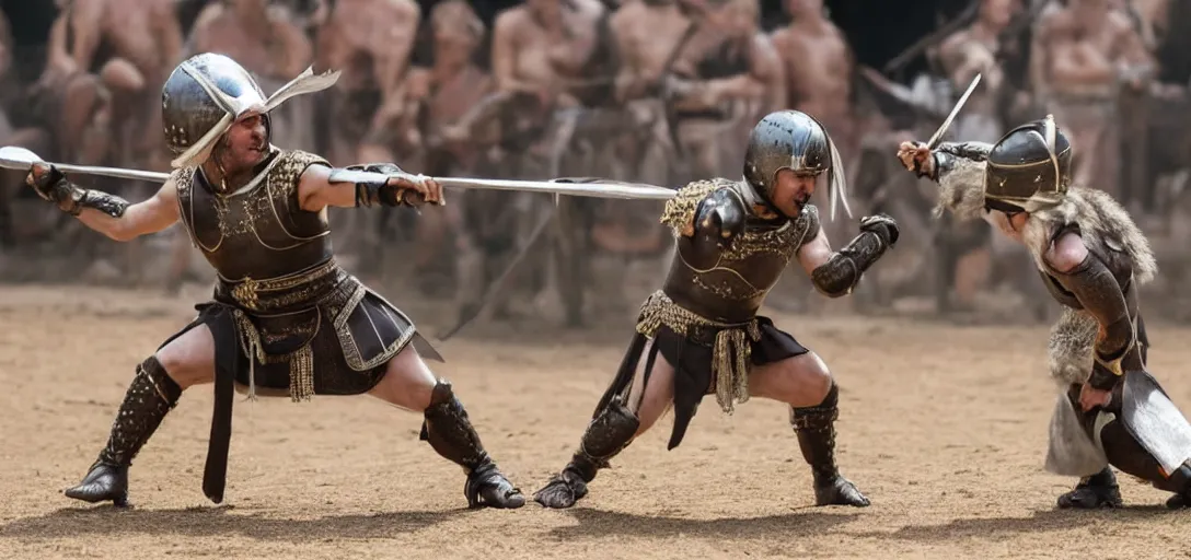 Image similar to mices as gladiator fight in a gladiator arena