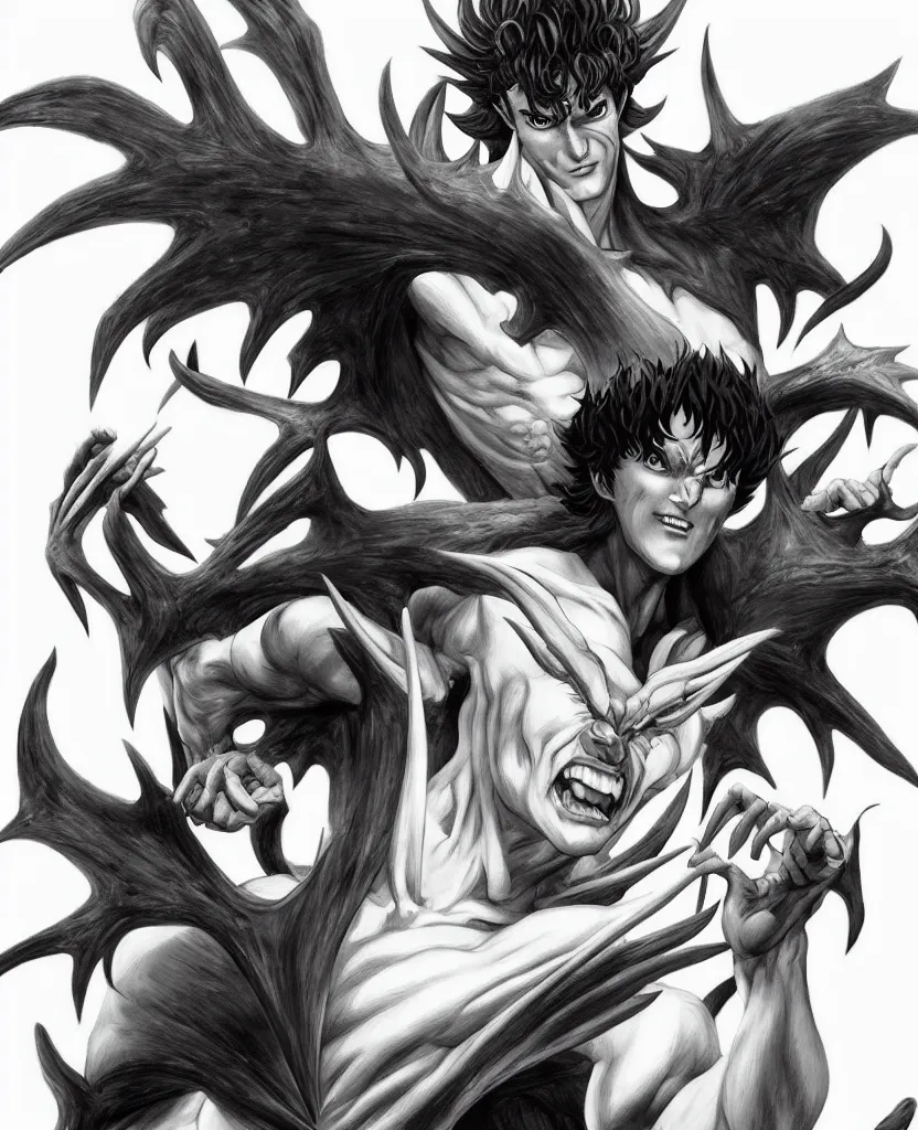 Image similar to devilman, akira fudo, by artgerm and ernt haeckel, trending on artstation