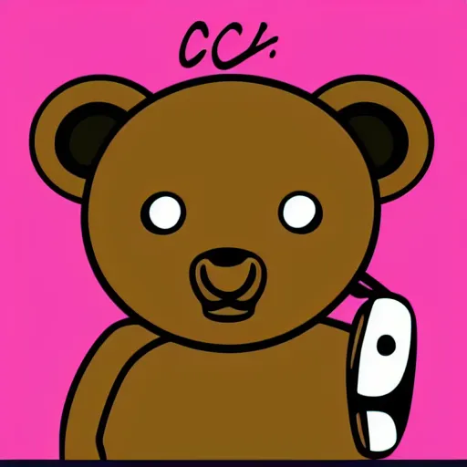 Image similar to a cute pink cuddly bear wearing headphones vector logo