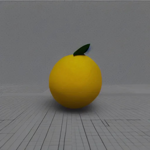 Image similar to a render of a low polygon lemon, unreal engine