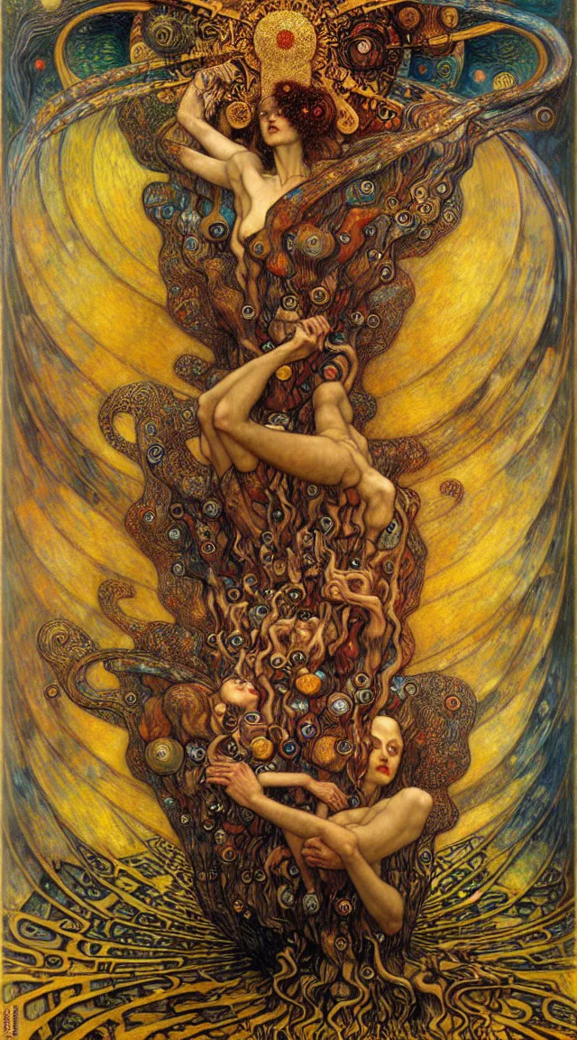 Image similar to Divine Chaos Engine by Karol Bak, Jean Delville, William Blake, Gustav Klimt, and Vincent Van Gogh, symbolist, visionary