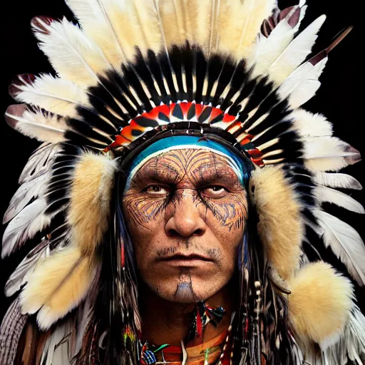 Image similar to a native american shaman with an a shaman mask, wearing an eagle feather outfit, shaman, apache, dakota, cherokee, navajo, lumbee, puebloans, by alex gray and android jones, karol bak, ilya golitsyn, ayami kojima, amano, black panther, moebius, concept art, character design, fantasy, 3 d, 8 k resolution