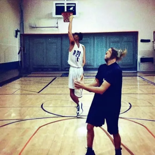 Prompt: pewdiepie playing basketball