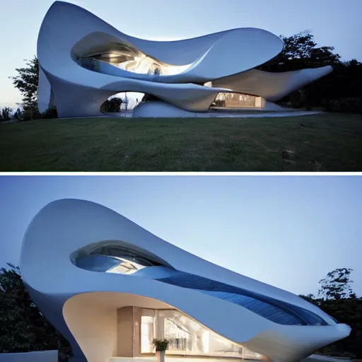 Image similar to house designed by zaha hadid