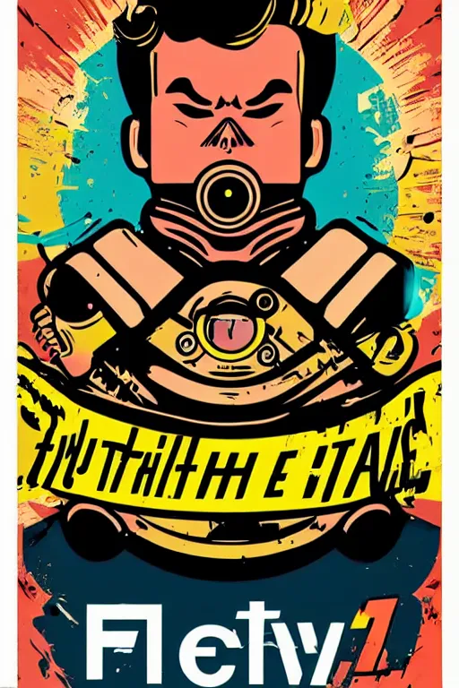 Image similar to fallout 7 6 retro futurist illustration art by butcher billy, sticker, colorful, illustration, highly detailed, simple, smooth and clean vector curves, no jagged lines, vector art, smooth andy warhol style