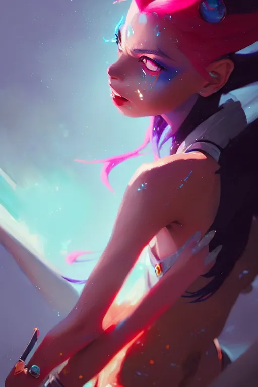 Image similar to a ultradetailed beautiful painting of jinx from league of legends, by greg rutkowski, conrad roset, and ilya kuvshinov trending on artstation