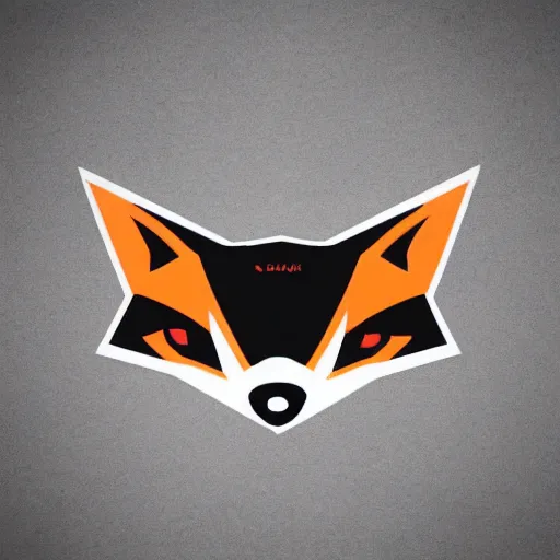 Image similar to logo for evil corporation that involves foxes, synthwave style